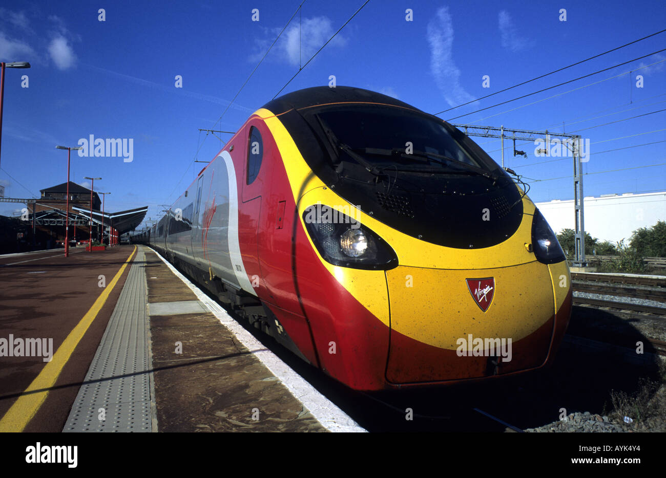 Virgin Trains Pendolino electric train at Rugby station, Warwickshire ...