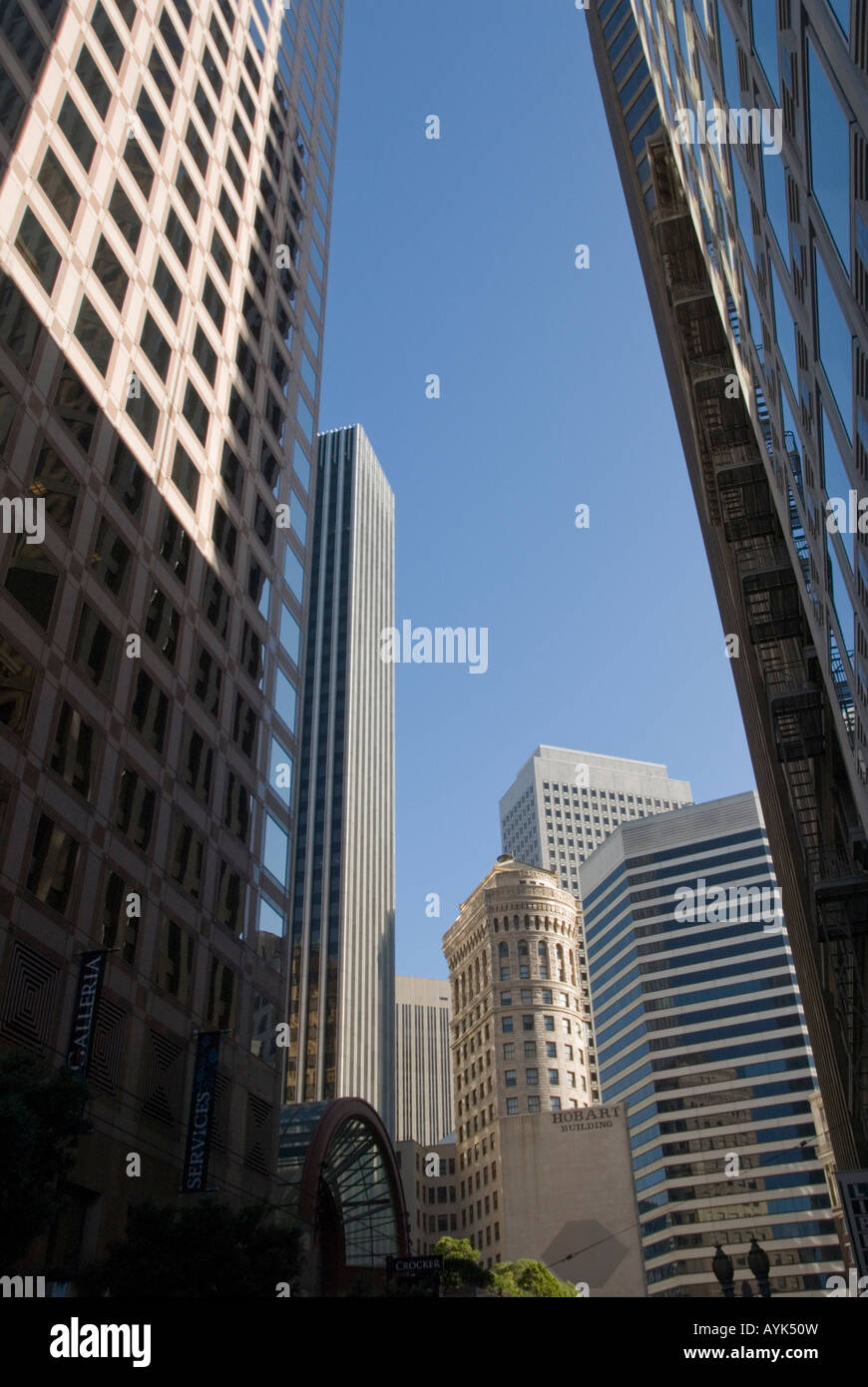A mixture of modern architectural styles in downtown San Francisco Stock Photo