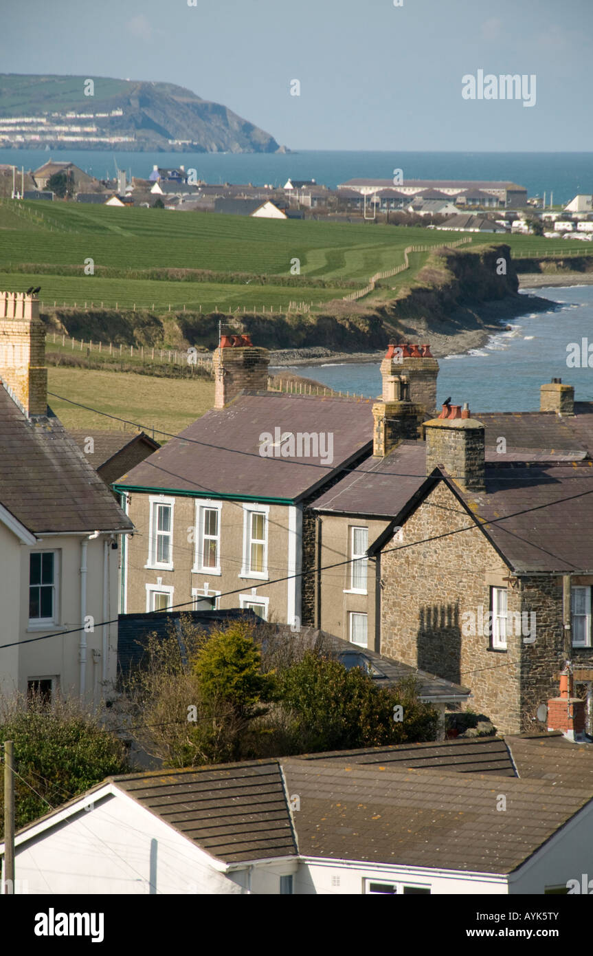 cottages in Aberarth village Cardigan Bay west wales looking south to