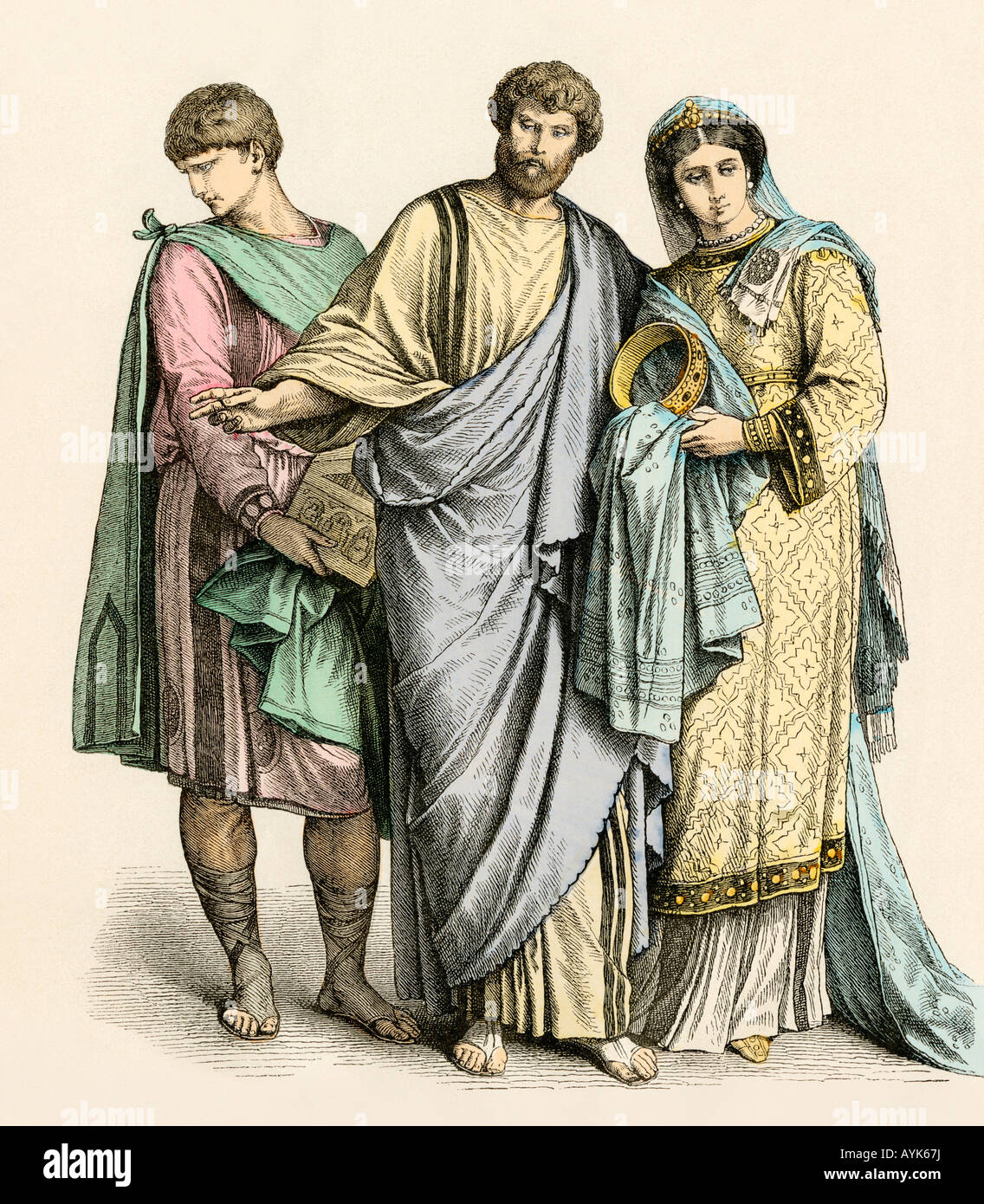 Christians in the time of ancient Rome. Hand-colored print Stock Photo