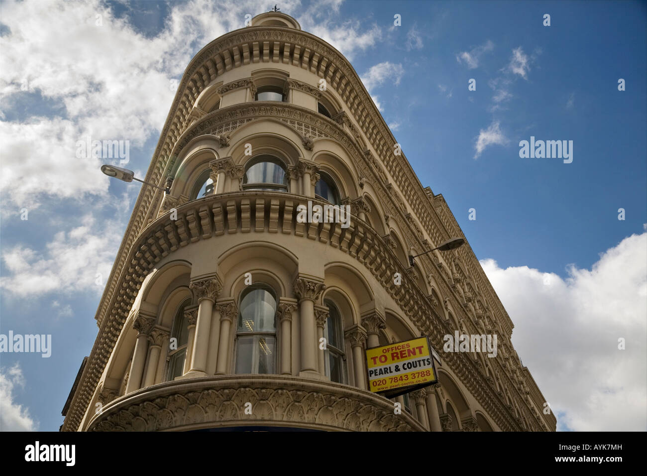 Offices to rent sign hanging off side of building in London Stock Photo