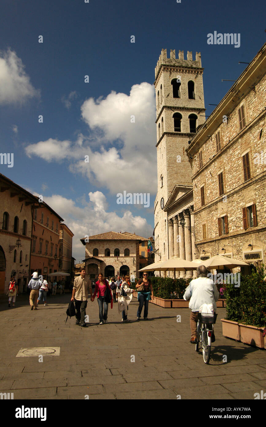 Piazza Comune Assisi upright vertical portrait Stock Photo
