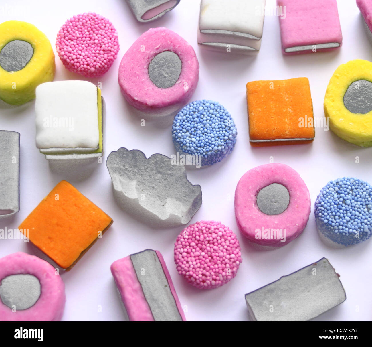 Tempting Liquorice allsorts. Stock Photo