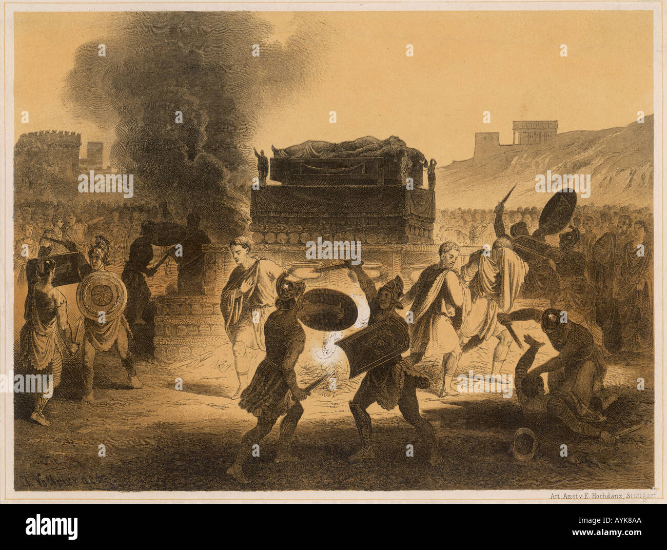 Caesars Funeral Pyre Stock Photo