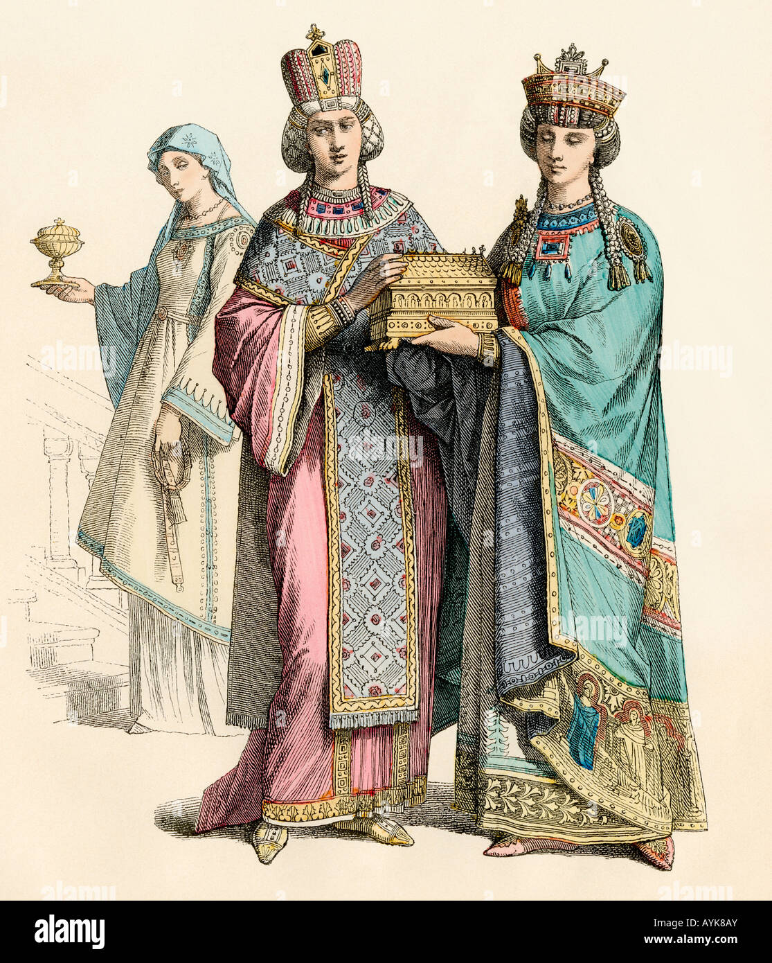 Empress and princess with a servant girl in the Byzantine Empire Stock ...