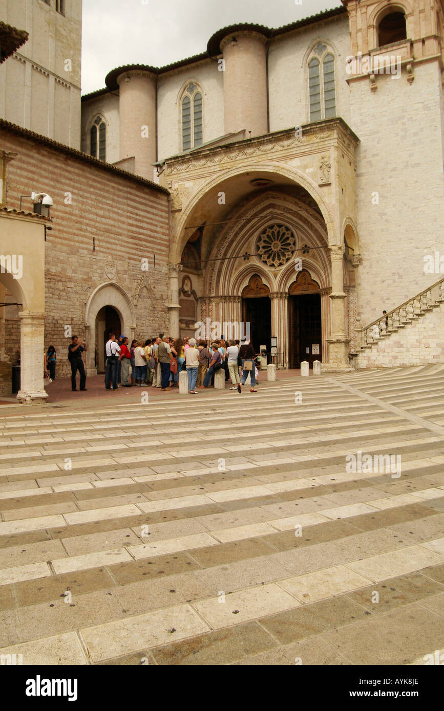 The Basilica of San Francesco d'Assisi entrance to the lower church upright vertical portrait Stock Photo