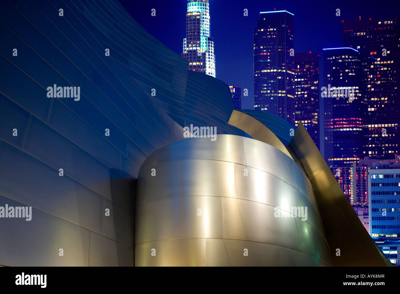 Walt Disney Theater and downtown Los Angeles, California Stock Photo