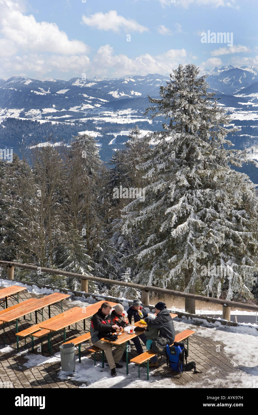 Austria, Vorarlberg, Bregenz view from the mountain Pfaender 1064 m onto the Alps Stock Photo