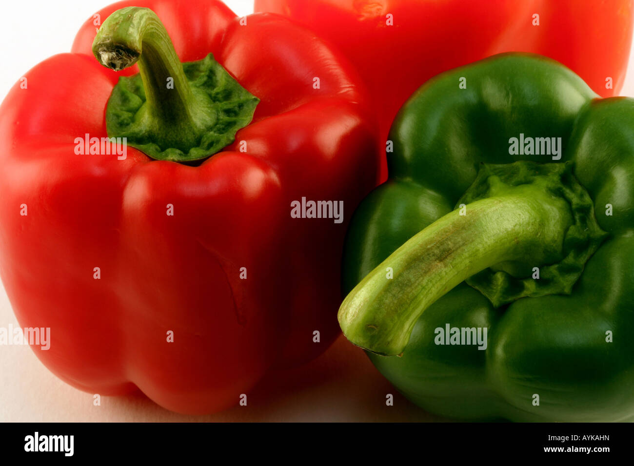 Red and Green Peppers (Capsicum) Stock Photo