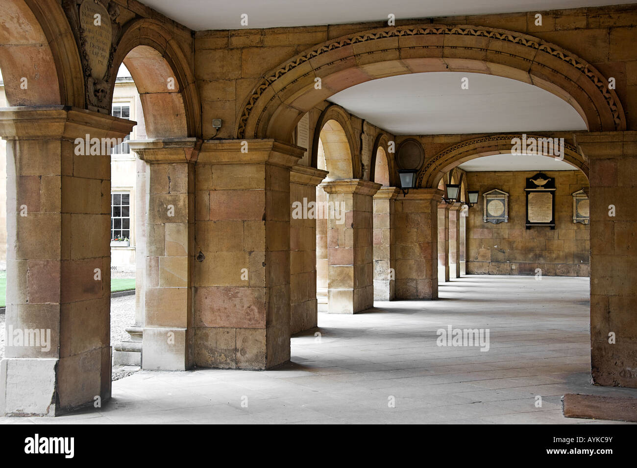 One of the cloisters at Emmanuel College.Cambridge. Stock Photo