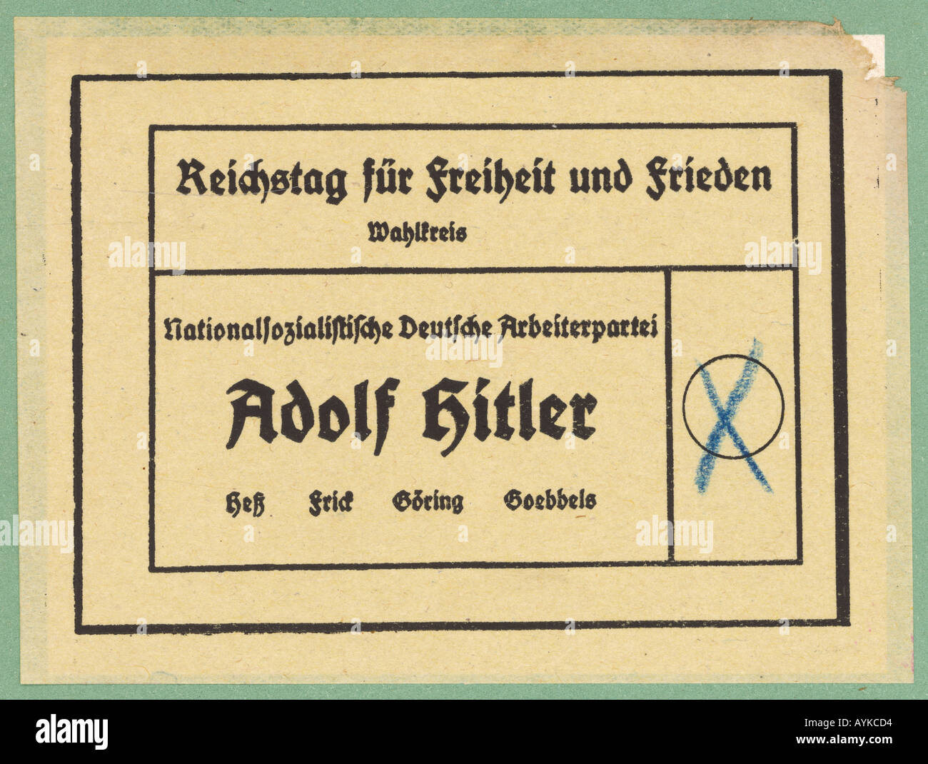 A Vote For Hitler  1932 Stock Photo