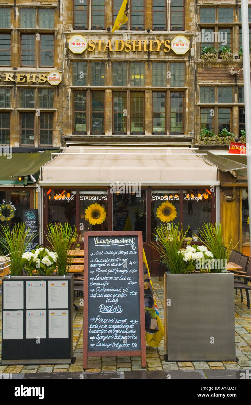 A restaurant at Grote Markt square in Antwerp Belgium Europe Stock Photo