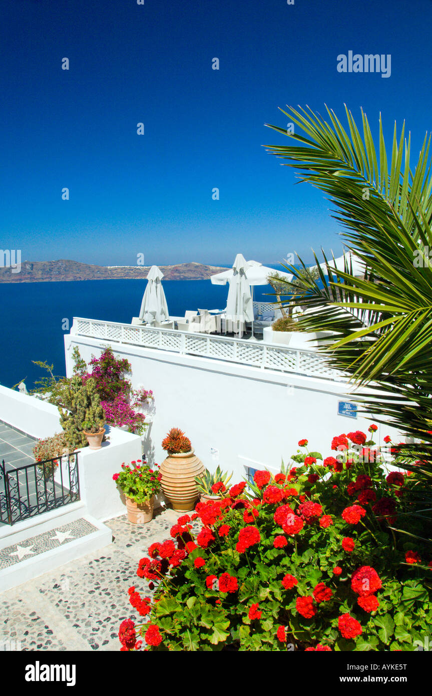 Apartment Patio And Pool Decor In The Village Of Fira On The Greek Island Of Santorini Greece Stock Photo Alamy