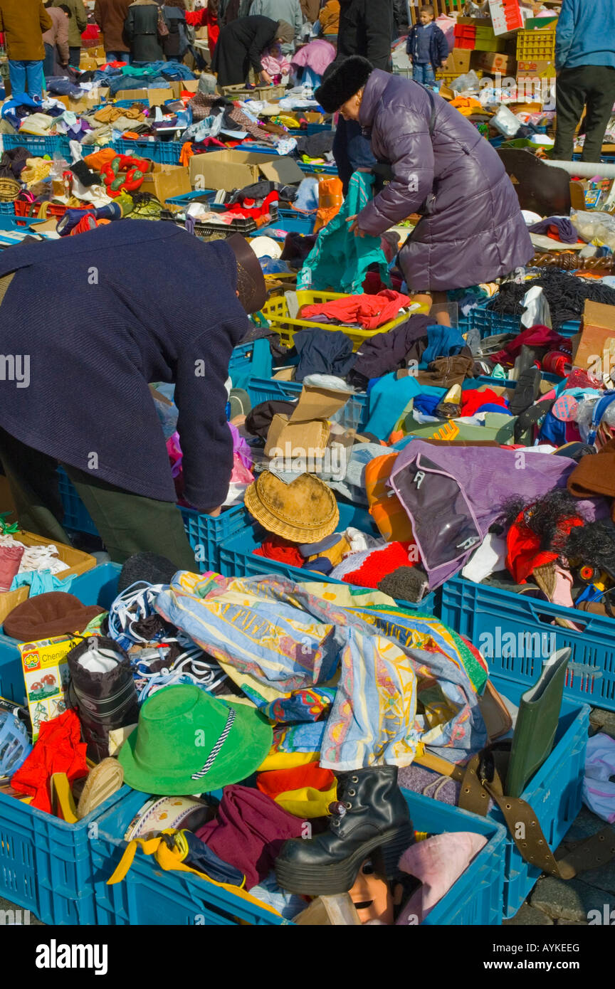 Flea market at Place du Jeu de Balle Brussels Belgium Europe Stock Photo