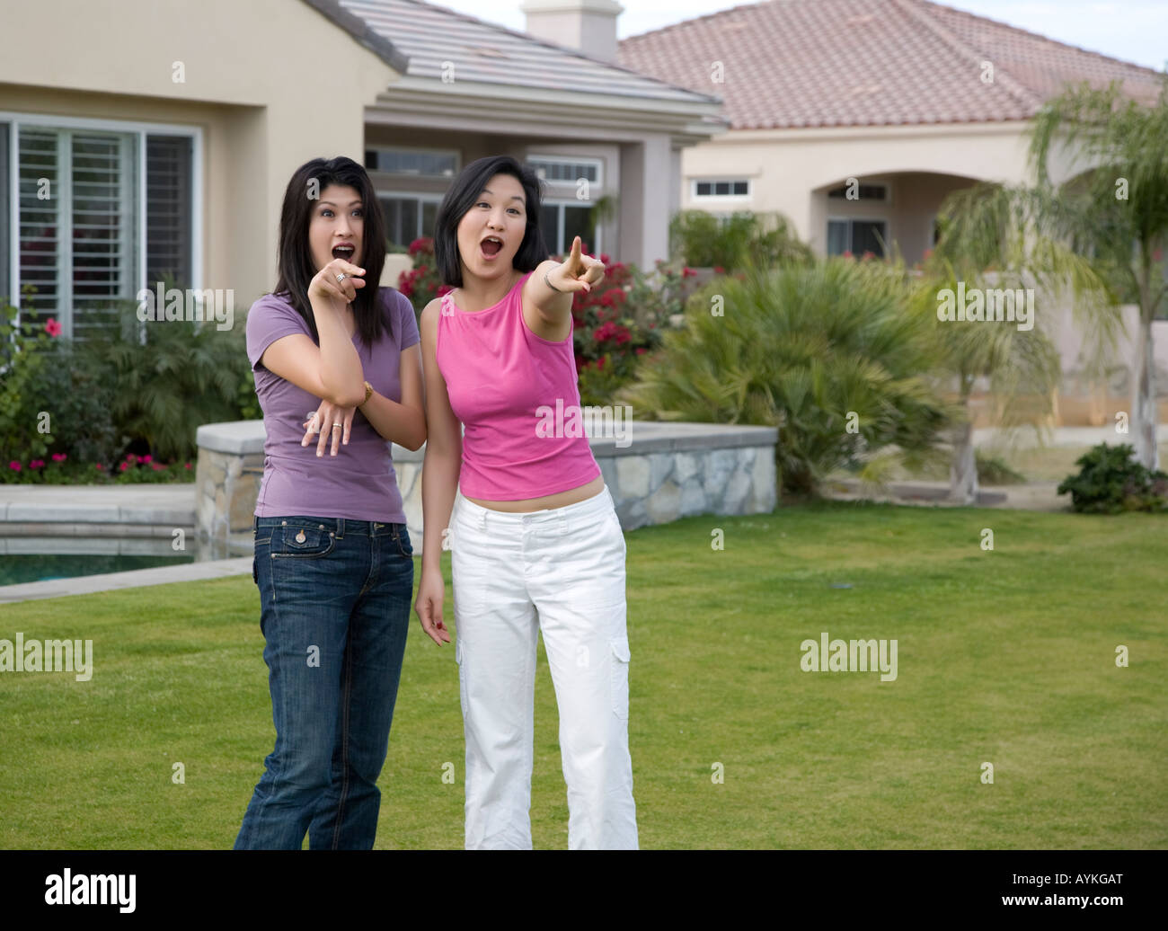 Young Asian Excited Females Stock Photo - Alamy