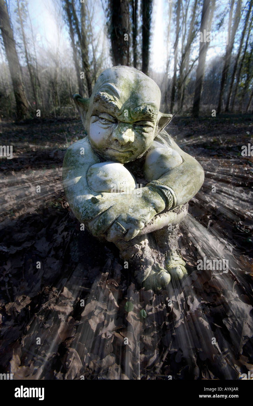 Little man in the woods, leisure park Mondo Verde, Netherlands Stock Photo