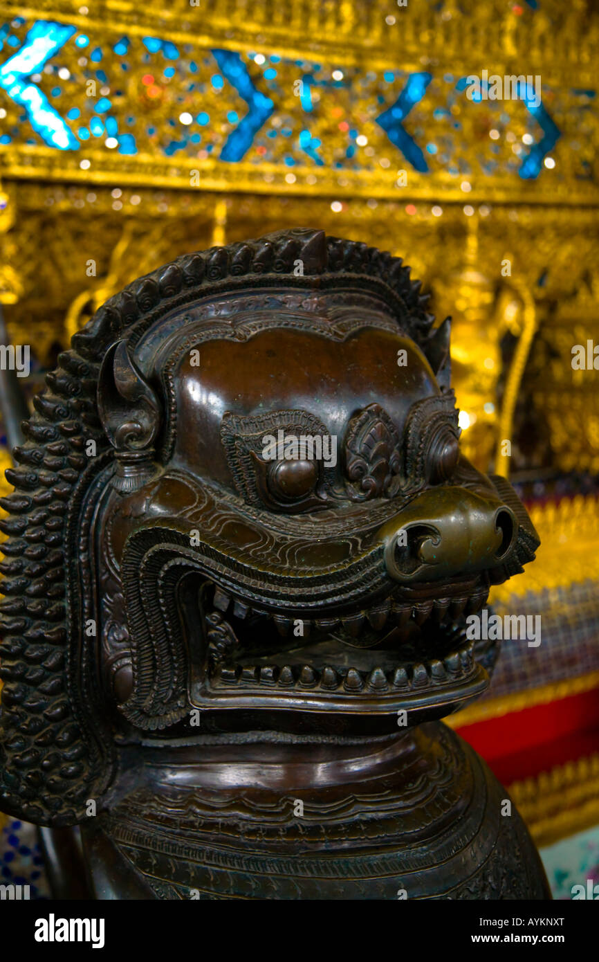 Thailand Bangkok The Grand Palace Statue in the ornate setting of the ...