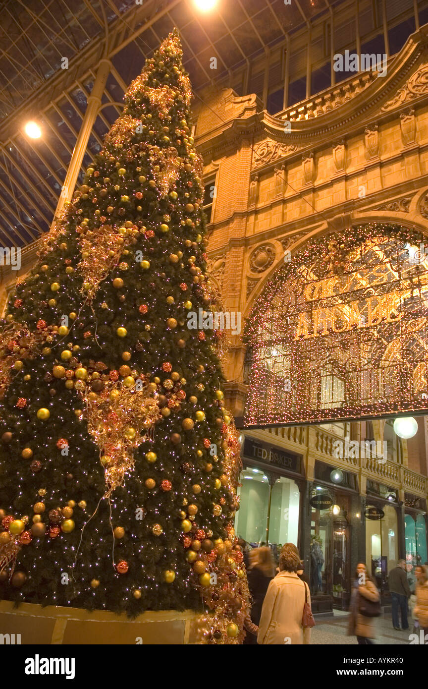 Christmas tree and lights in the Victoria Quarter of Leeds City Centre
