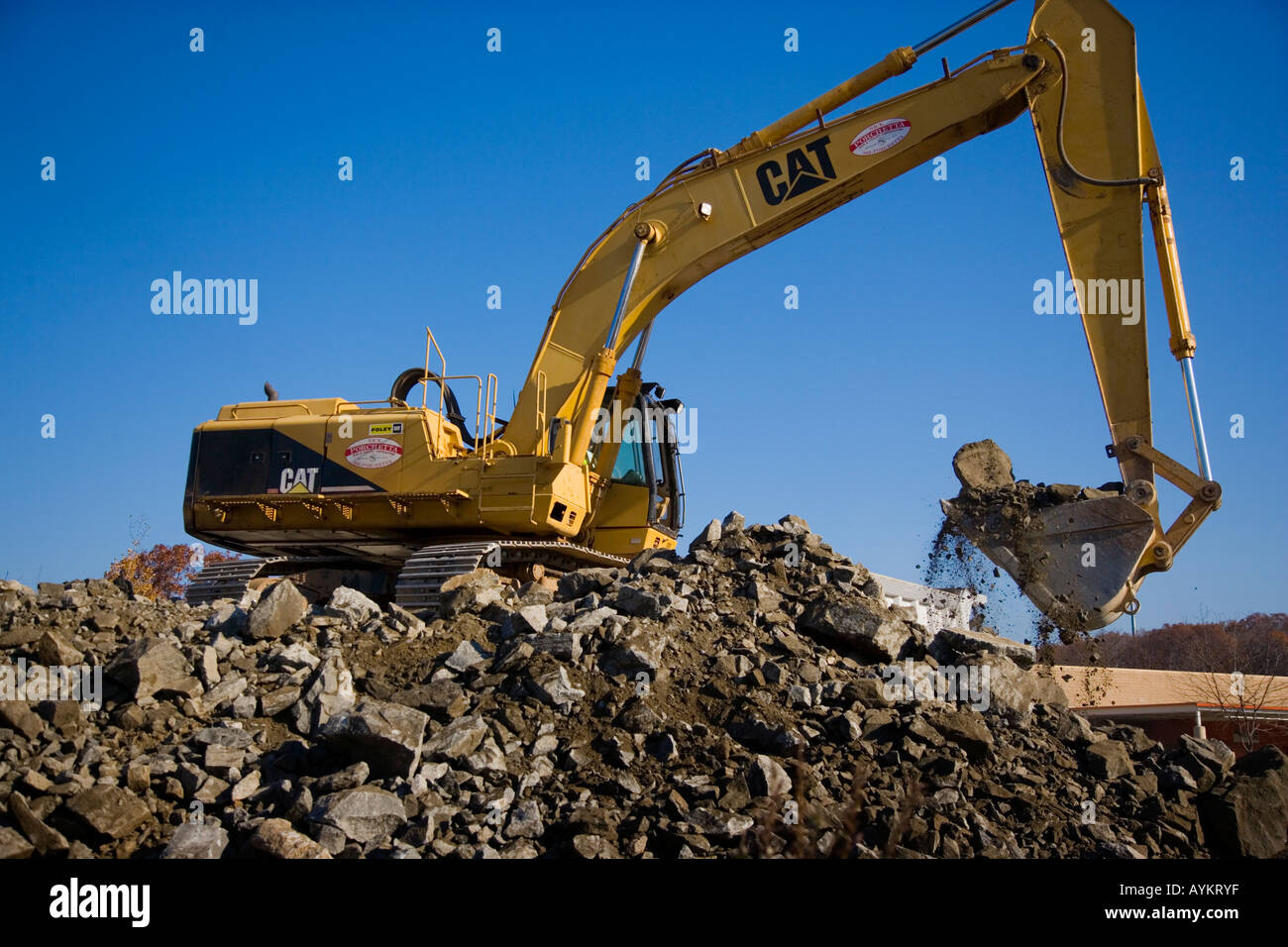 Earth mover at a construction site Stock Photo