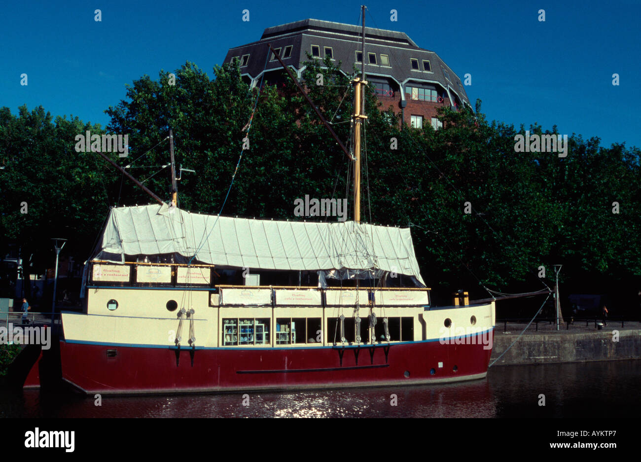 Floating cafe and restaurant the Corrine Marin, Bristol, UK Stock Photo