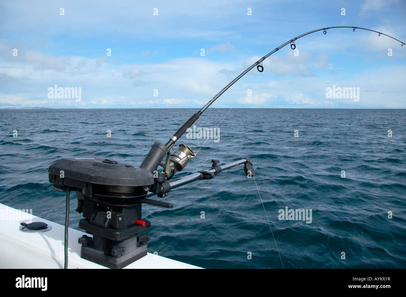 Boat Trolling Fishing Gear Downrigger And Two Rods With Golden Reels Stock  Photo, Picture and Royalty Free Image. Image 15905228.