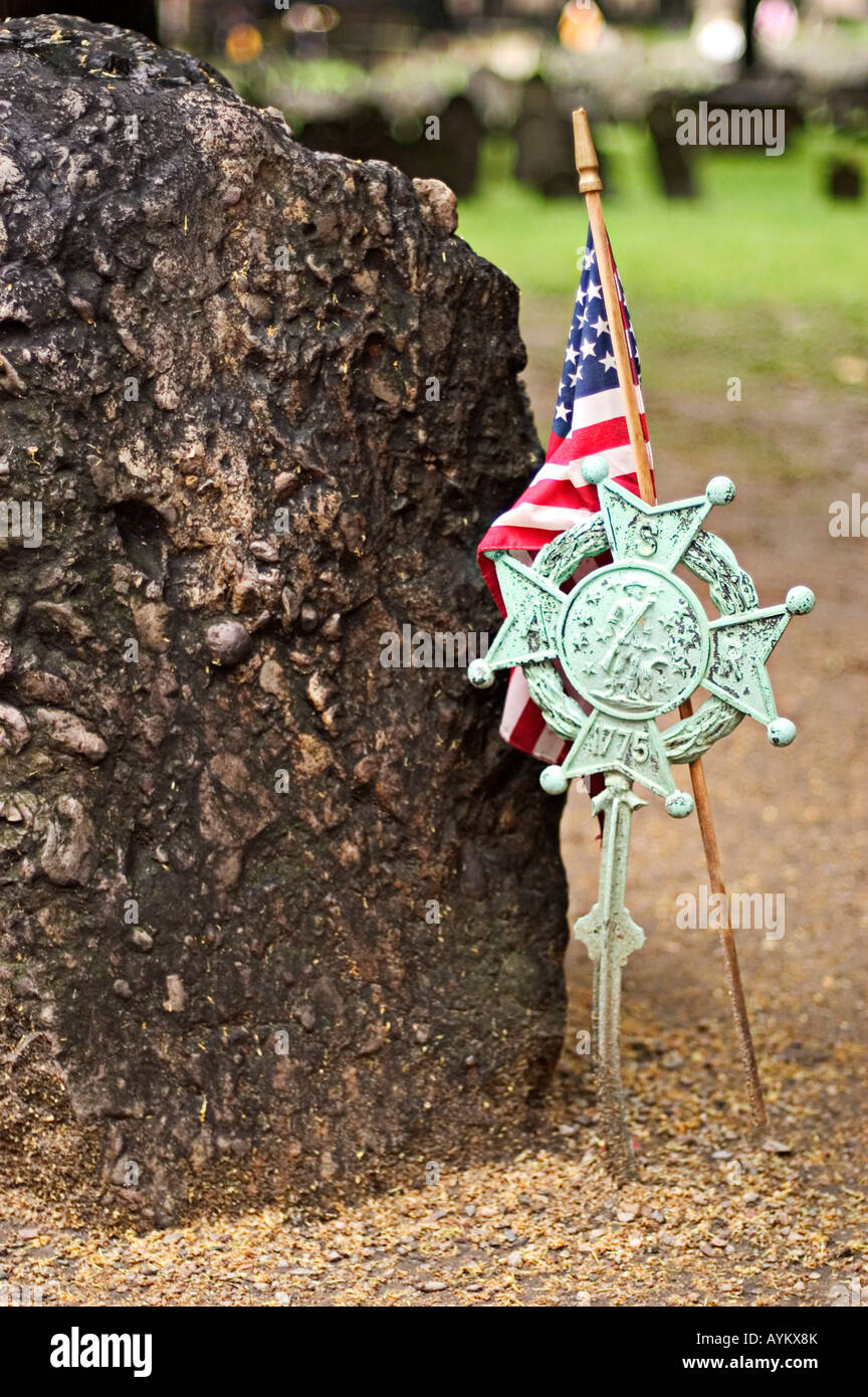 Revolutionary War Soldier marker in a Boston, Massachusetts cemetery Stock Photo