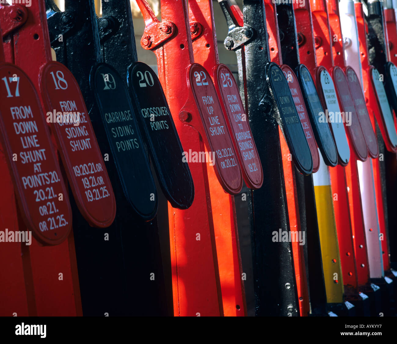 railway signal levers in signal box at ryde on the isle of wight Stock Photo Alamy