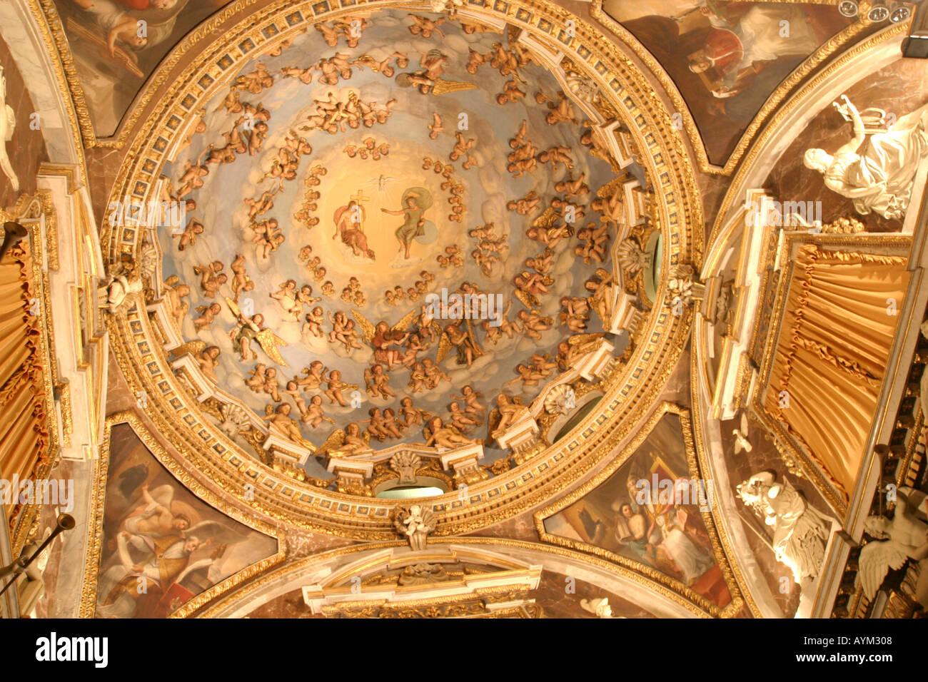 Beautifully carved  and ornately decorated  interior of the St.Nicholas Chiesa,church,in Tolentino,Le Marche,Italy Stock Photo