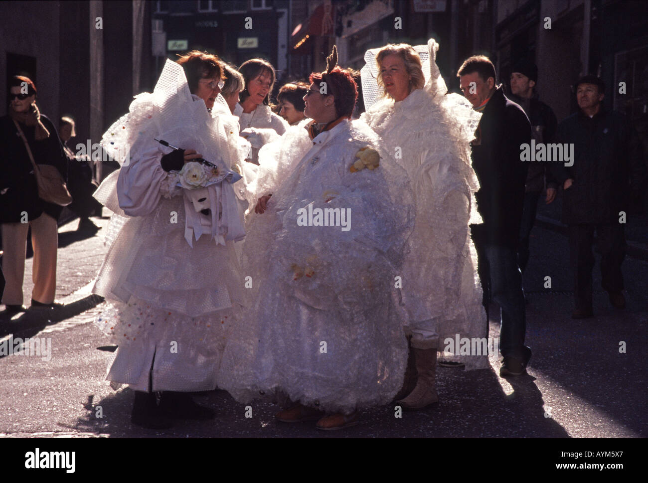 BASEL, SWITZERLAND. Costumed revellers at Basel Fasnacht Stock Photo