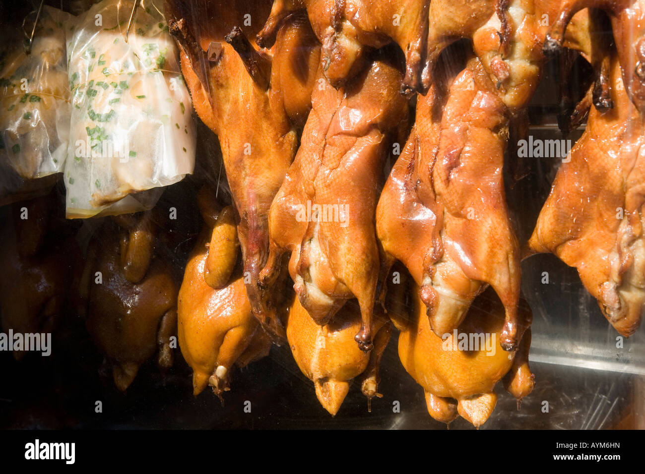 Peking Duck in restaurant window Chinatown New York City lower east