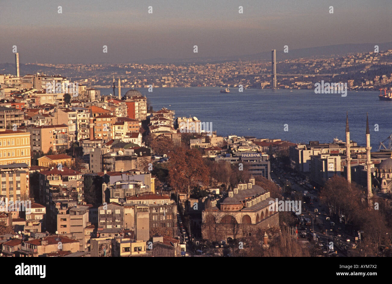 ISTANBUL View over Beyoglu towards the Bosphorus and the Asian shore as ...