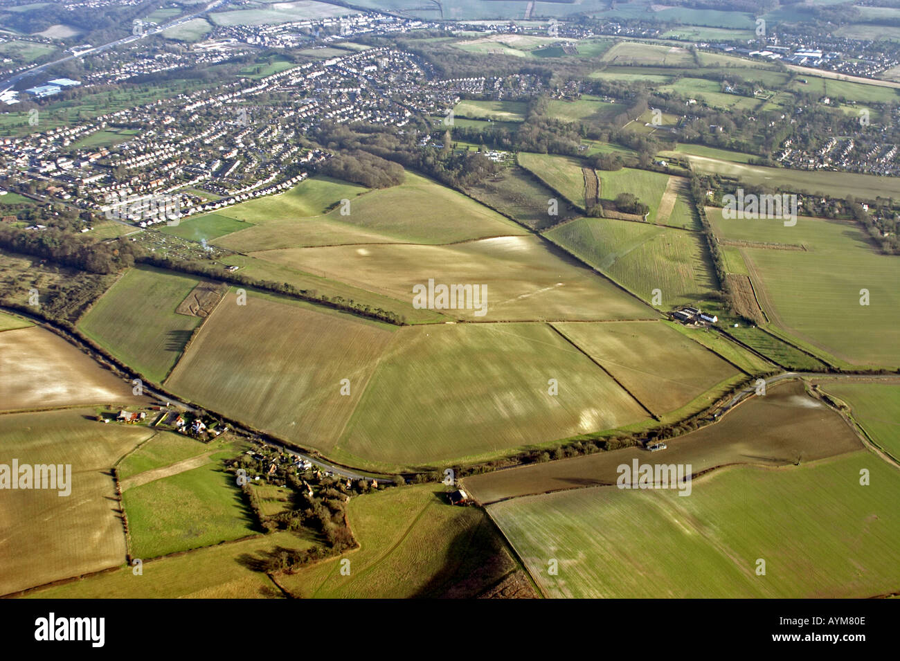 Aerial view of Flackwell Heath and hidden path across fields
