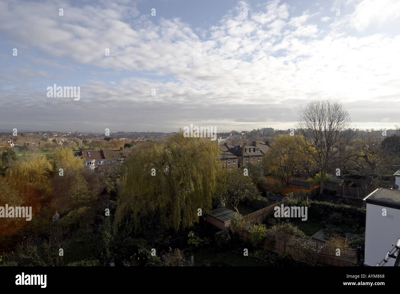 Oblique aerial view towards Crouch End from Muswell Hill over rooftops Stock Photo