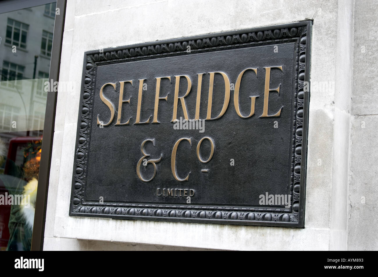 Selfridges Selfridge Co logo sign Oxford Street London W1 Stock Photo