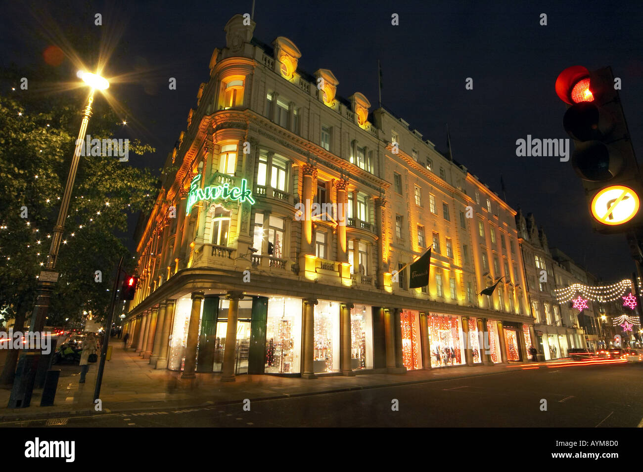 Fenwick Store Fenwick Department store at night Mayfair London W1 Stock Photo - Alamy