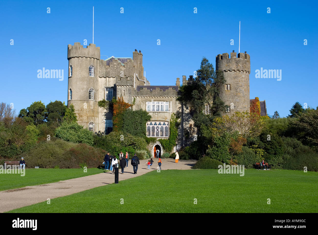 Malahide Castle, a stately home open to the public, set in parkland in