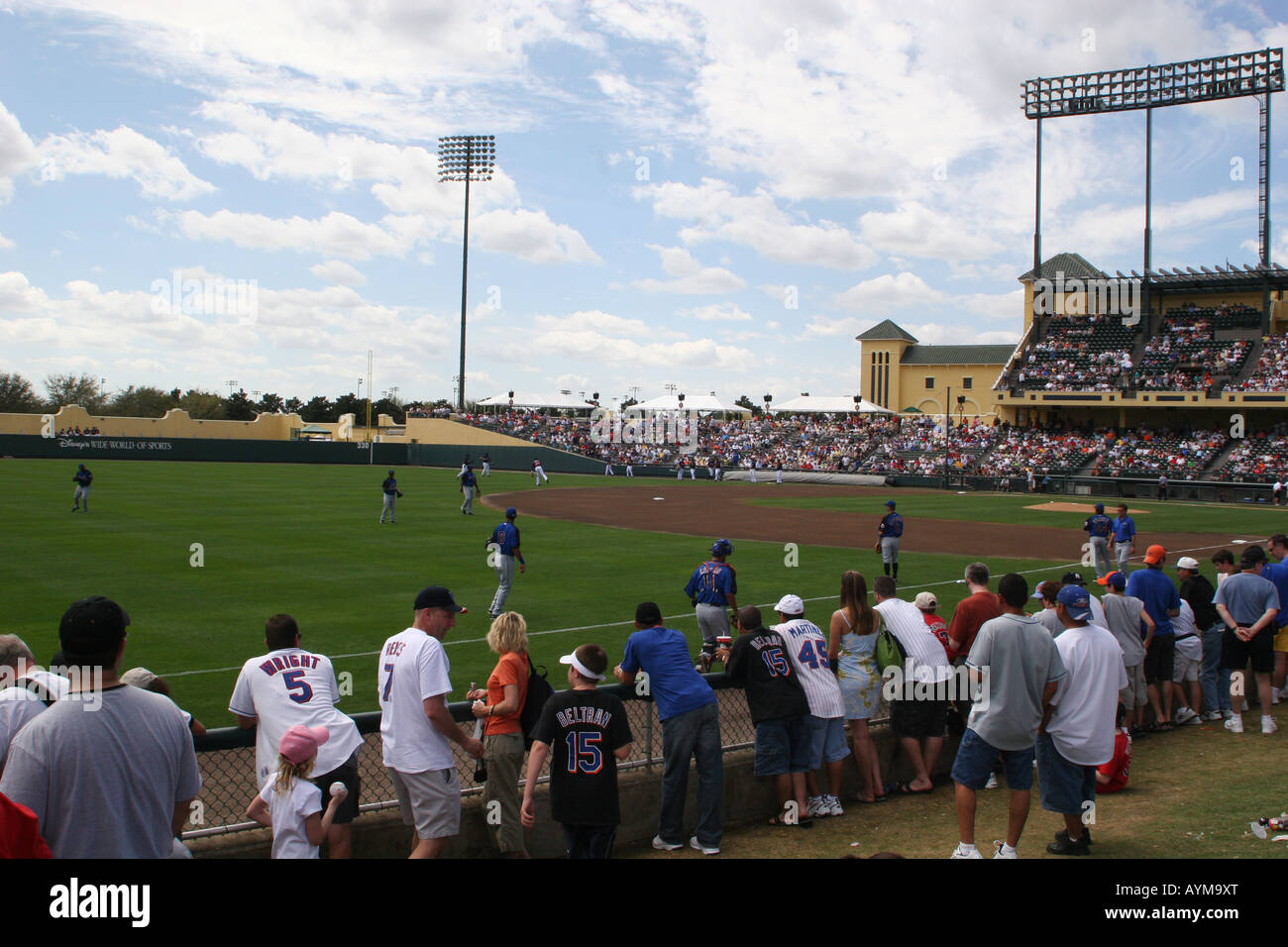 Fans watching the Mets warm up before a Spring Training Game at Disney ...