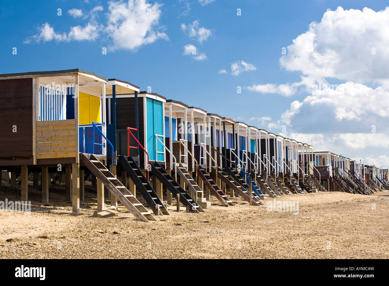 Beach Huts at Southend-on-Sea, Essex, UK Stock Photo