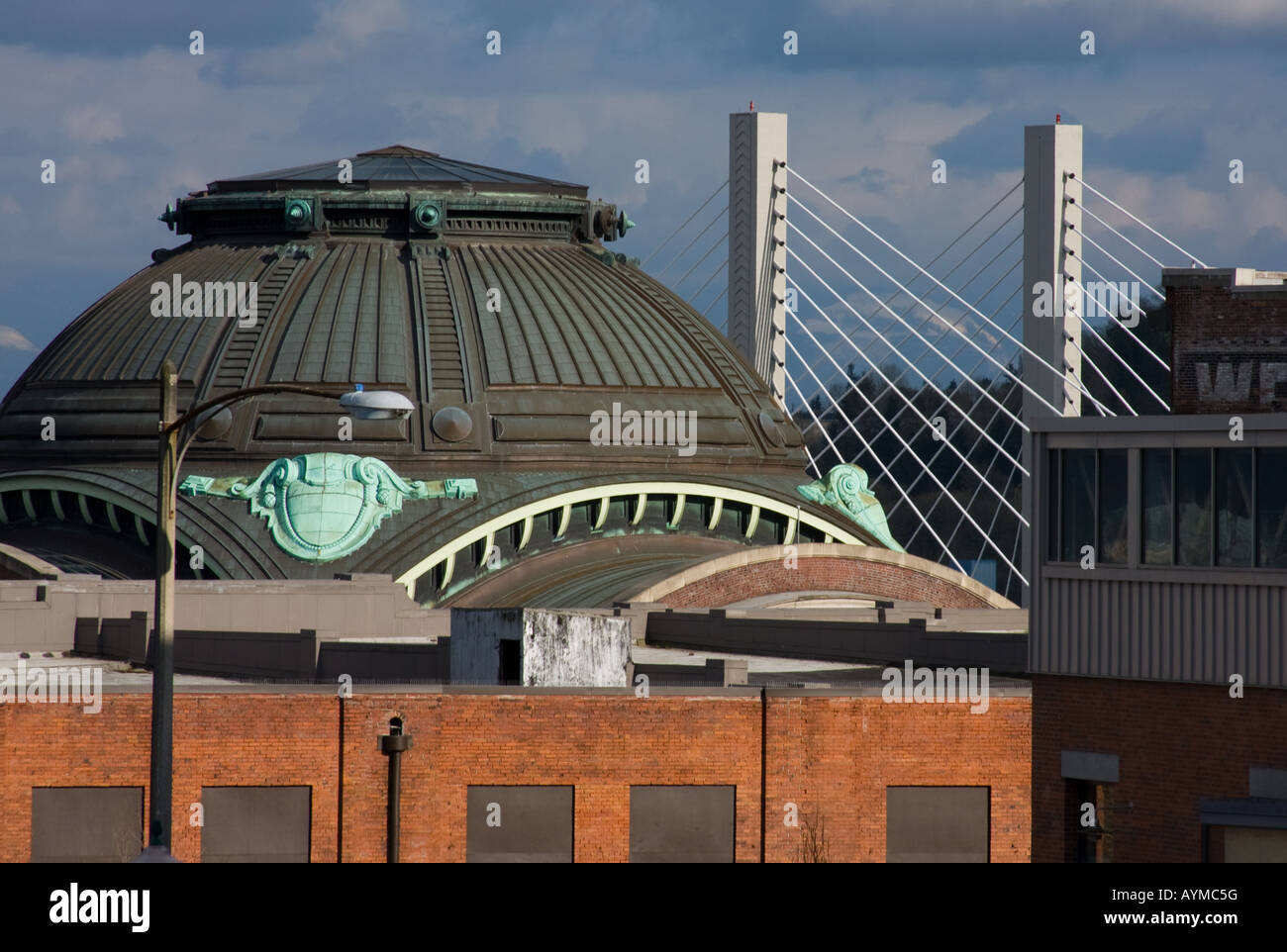 Tacoma's Union Station and SR-509 bridge Stock Photo