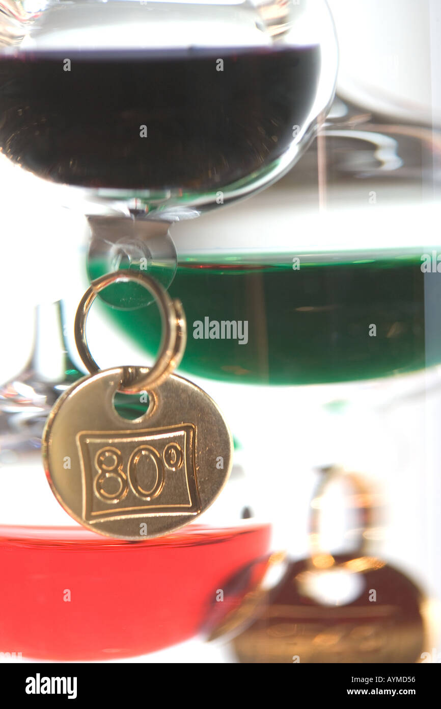 Galileo thermometer close up reading 80 degrees Stock Photo Alamy