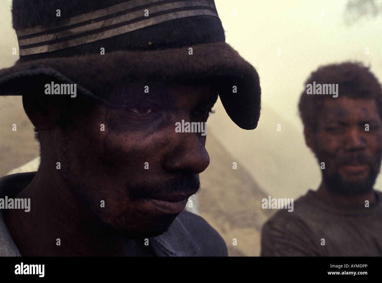 Worker portray charcoal production plant Brazil Mato Grosso do Sul State Stock Photo
