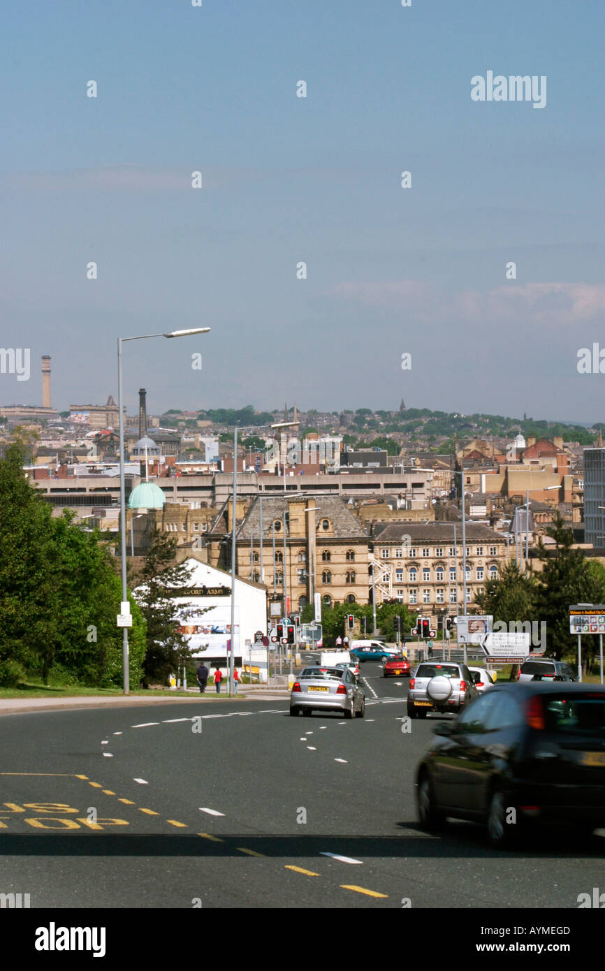 Bradford city centre skyline from Wakefield Road Bradford West Yorkshire England Stock Photo