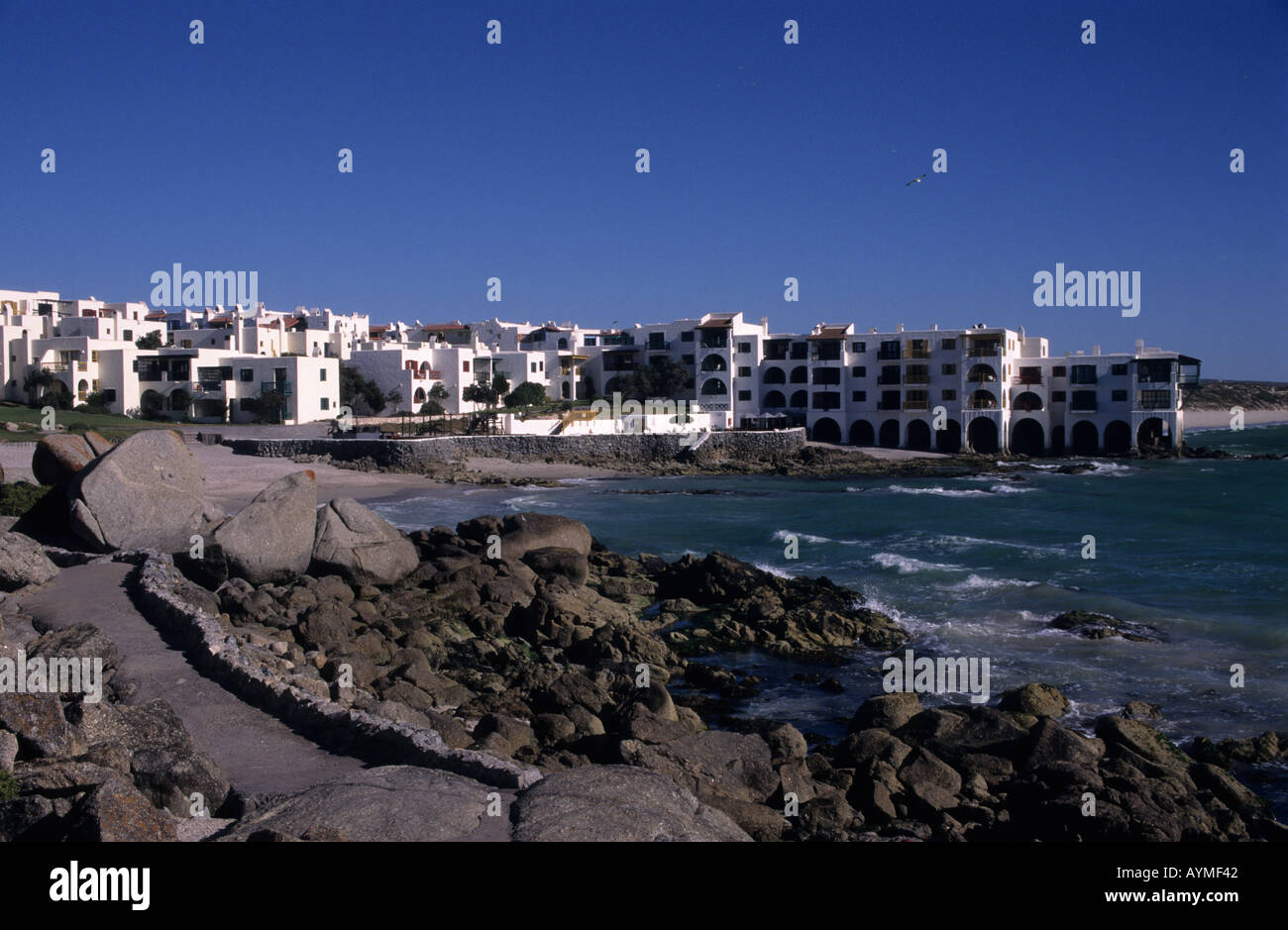 Club Mykonos on the Langebaan Lagoon Mediterranean style hotel and timeshare resort on west coast South Africa RSA Stock Photo