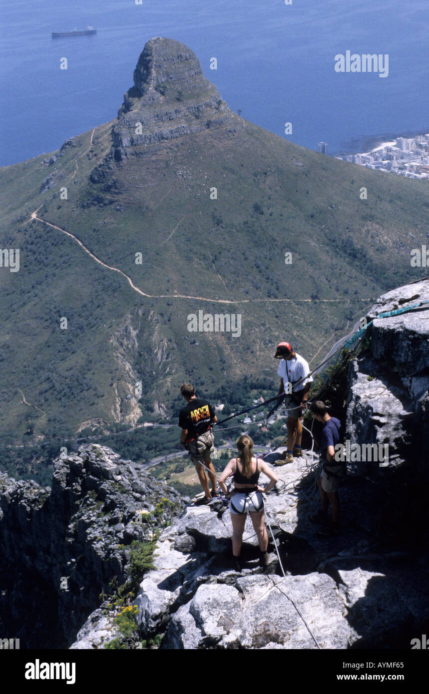 Abseiling trip on Table Mountain Cape Town western cape South Africa RSA Stock Photo