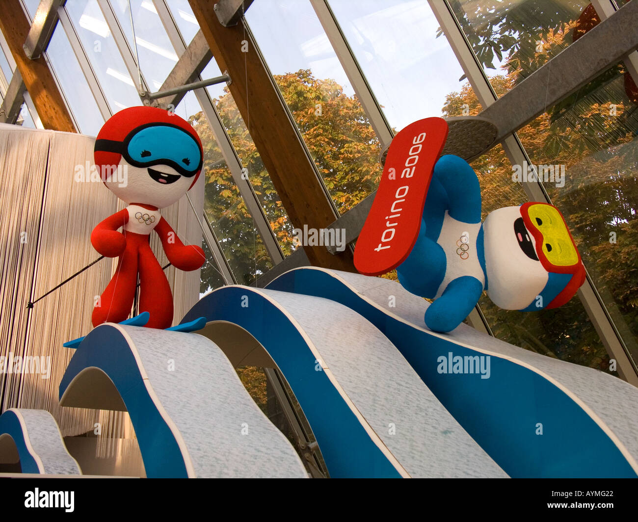Turin , Neve and Gliz , 2006 Olympics mascots Stock Photo