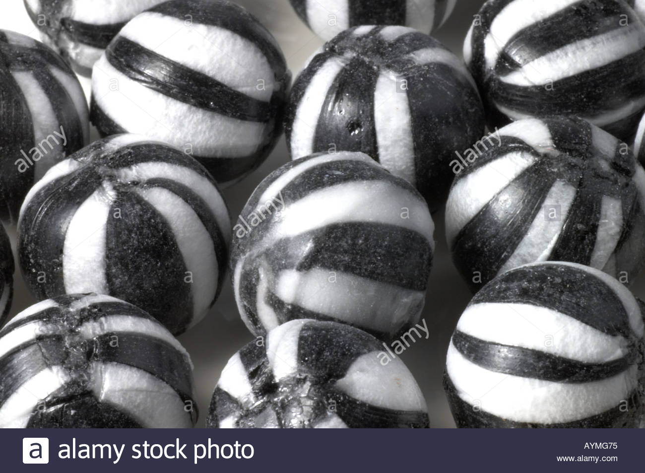 A number of black and white striped Everton Mint Humbugs Stock Photo