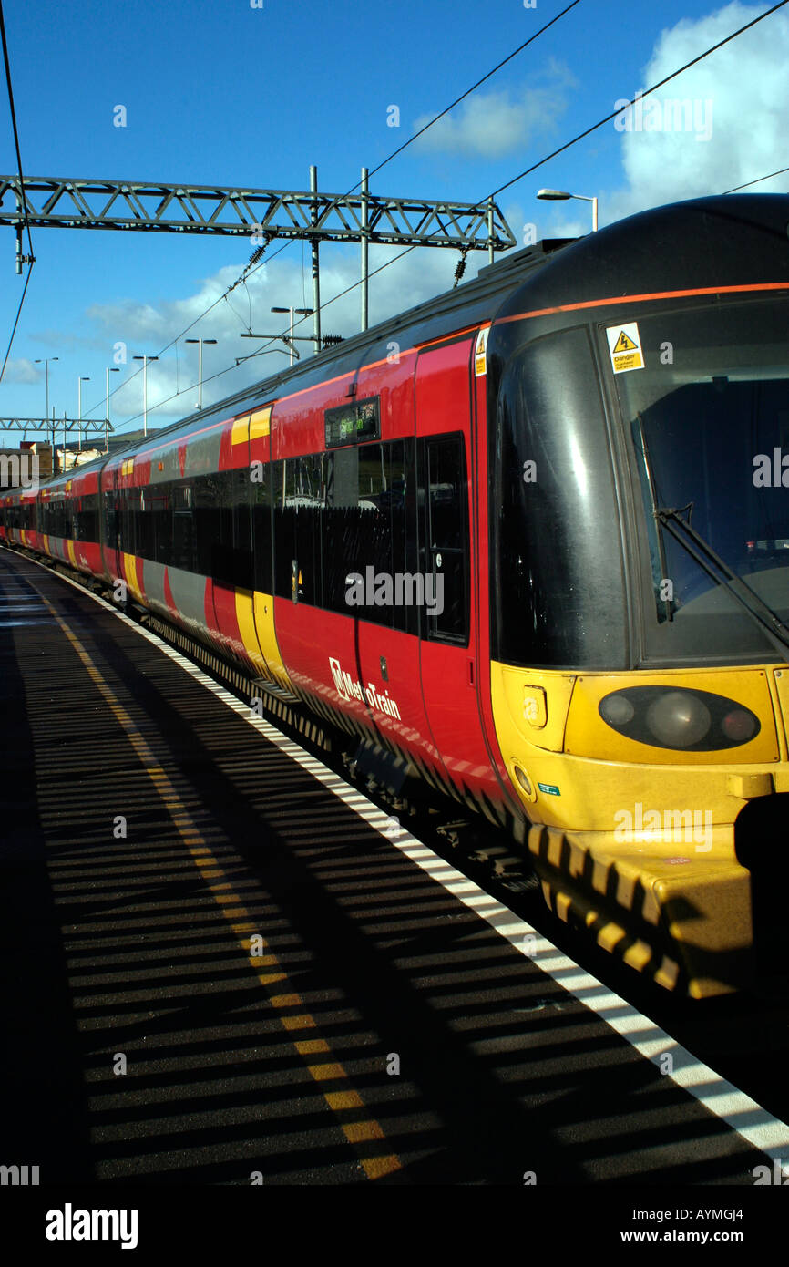 Commuter train standing at Crossflatts station Stock Photo Alamy