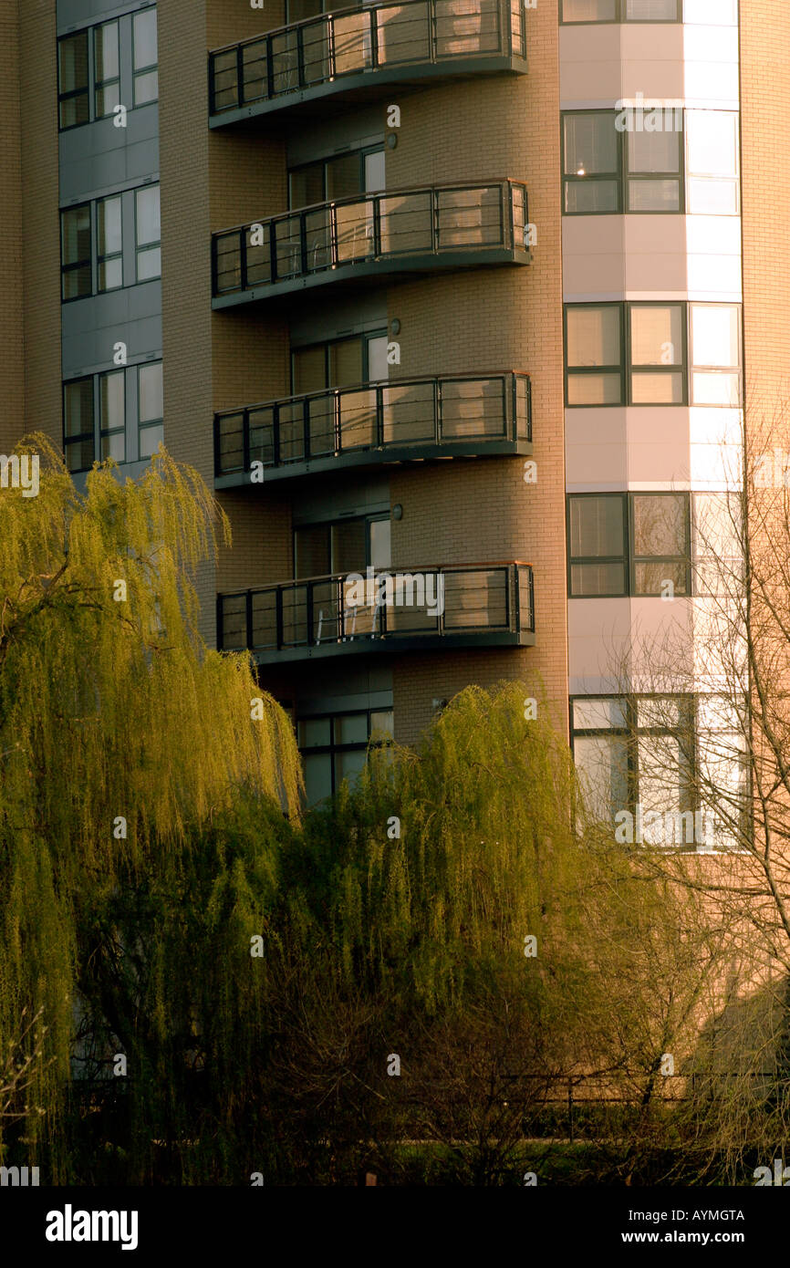 New apartments beside River Aire central Leeds Balconies with early