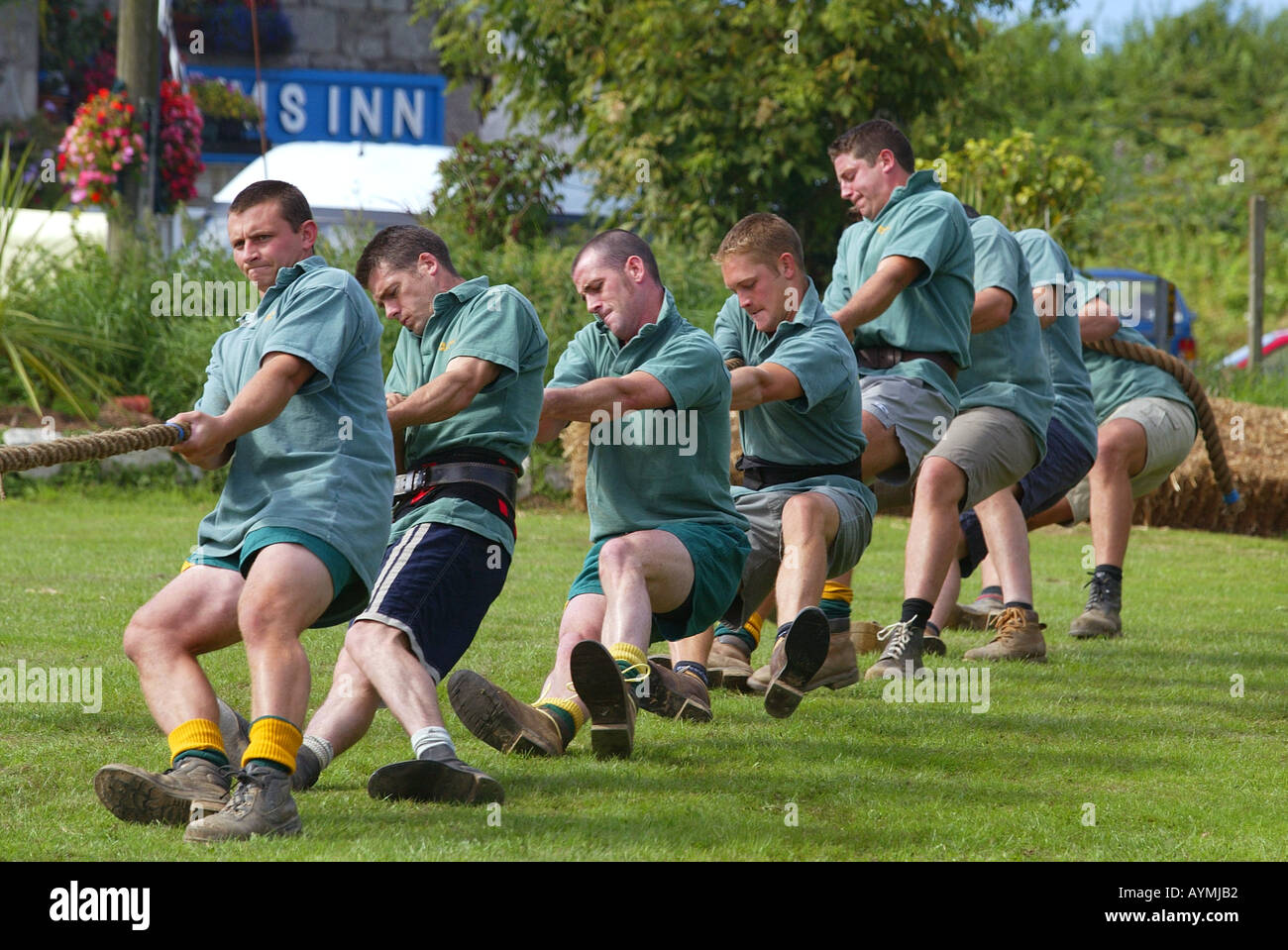 Tug O War event at the King s Arms St Stephen near St Austell Stock Photo