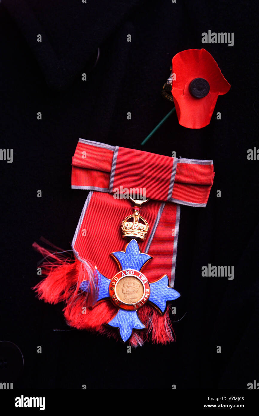 CBE medal and poppy Stock Photo